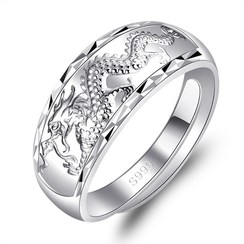 Unisex Smooth-surfaced Embossed Couple Rings Accessory