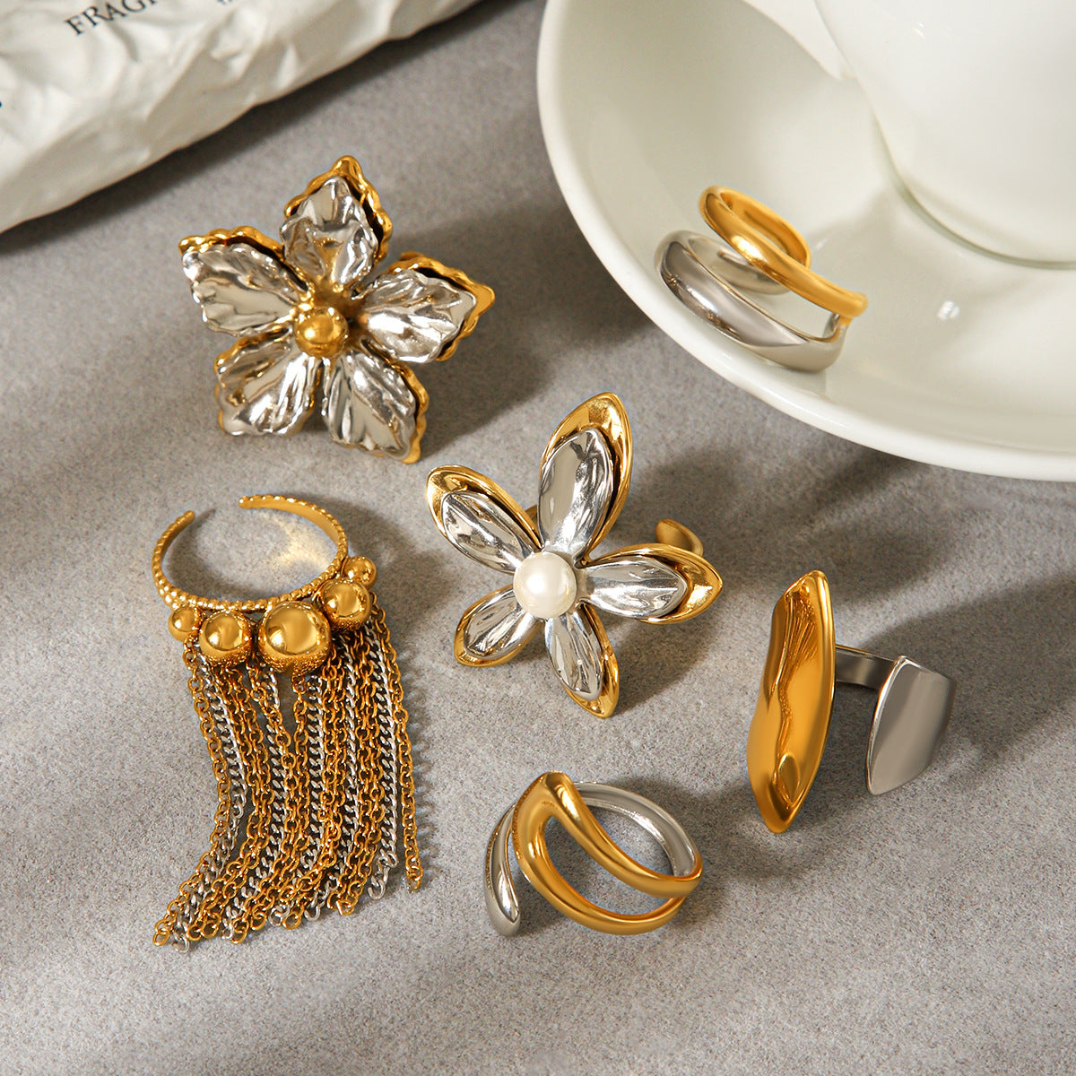 European And American-style Stainless Steel Color-block Ring