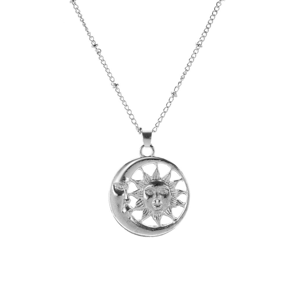 Temperament Fashion Alloy Sun Moon Necklace Women