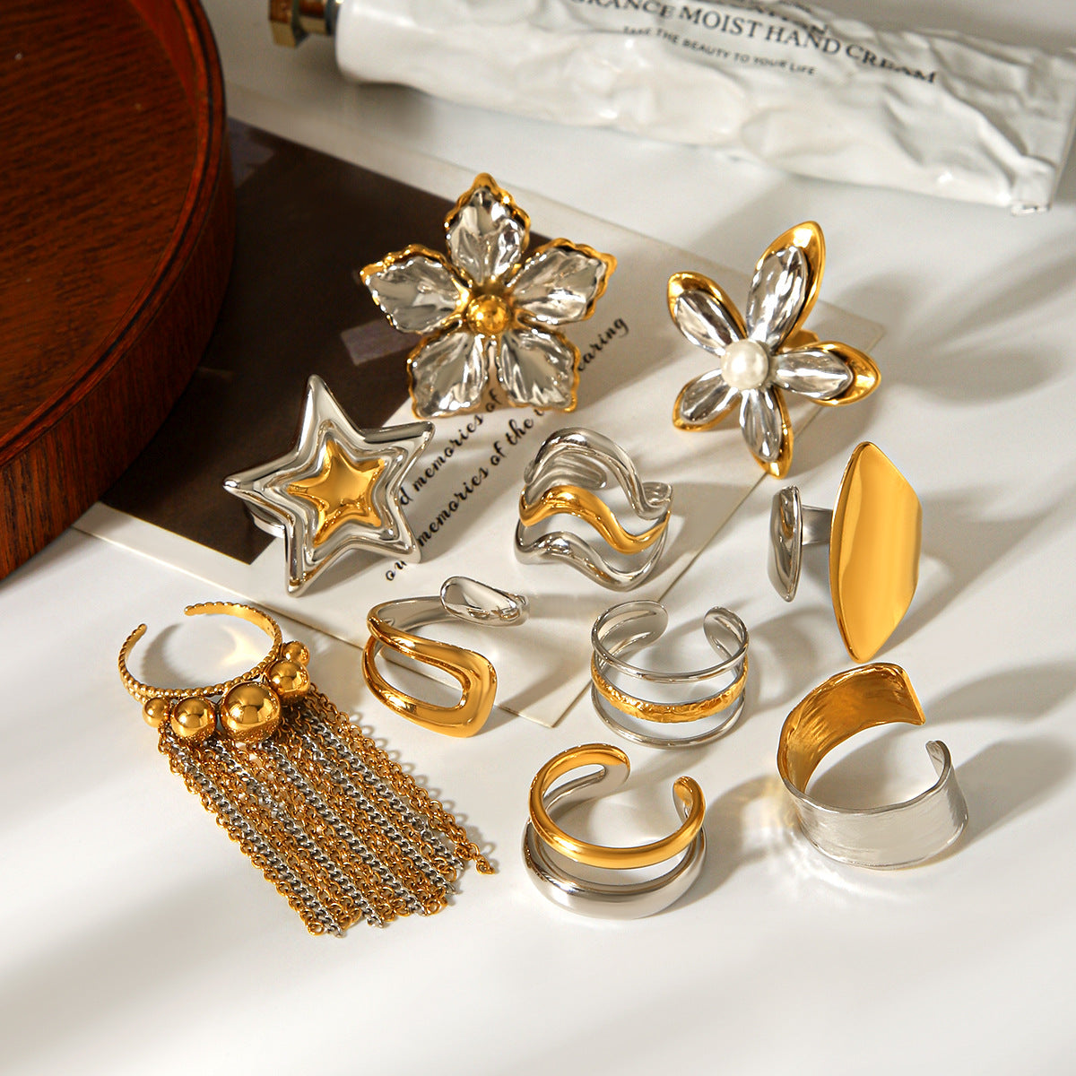 European And American-style Stainless Steel Color-block Ring