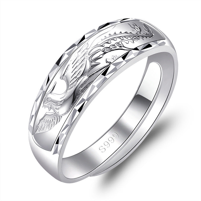 Unisex Smooth-surfaced Embossed Couple Rings Accessory