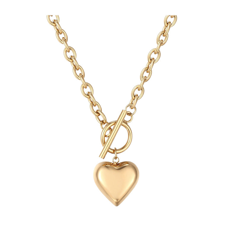 Simple OT-clasp Heart Pendant Necklace
