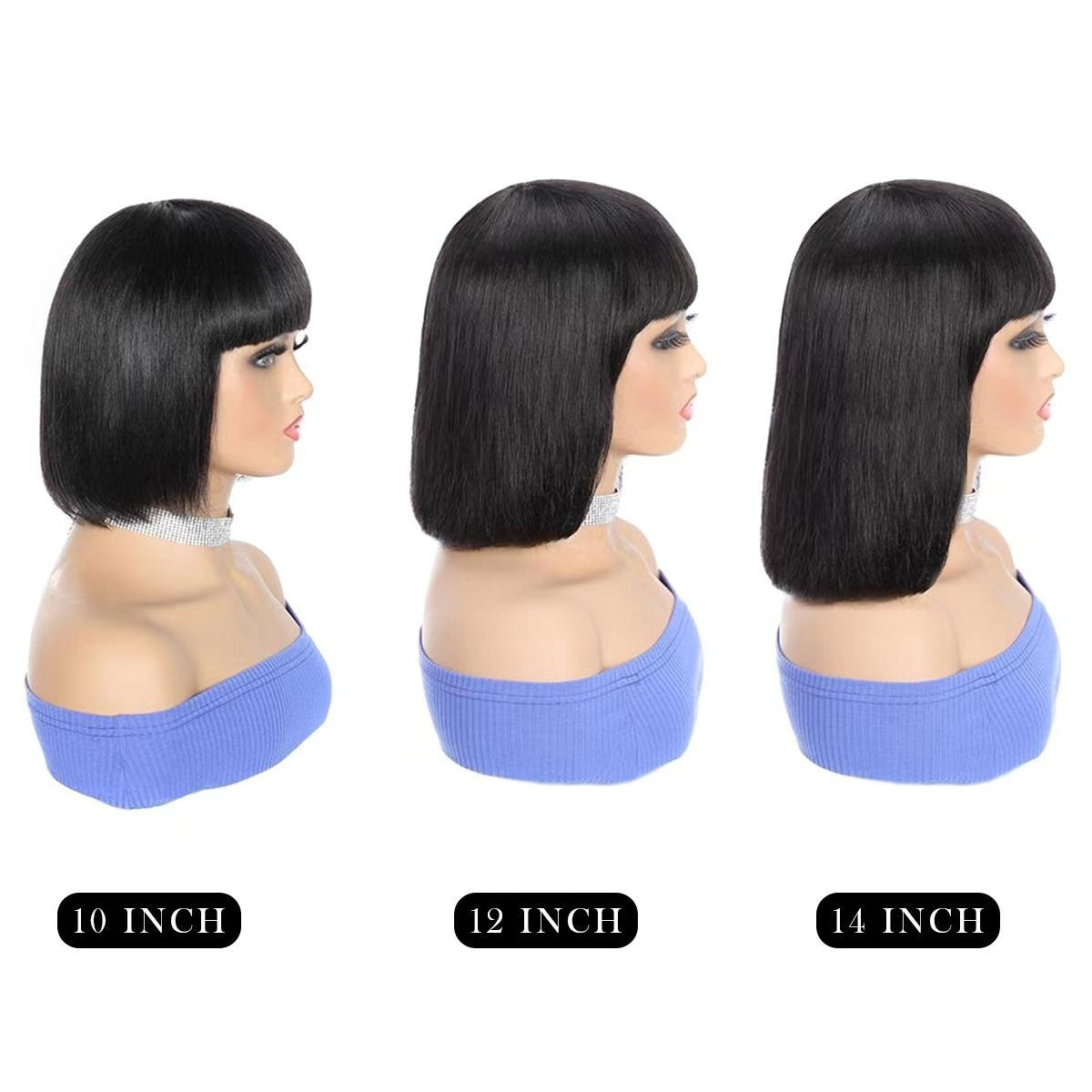 Hair Wig BOb With Bangs Realistic Look Lace Split Top Black Bobhaircut