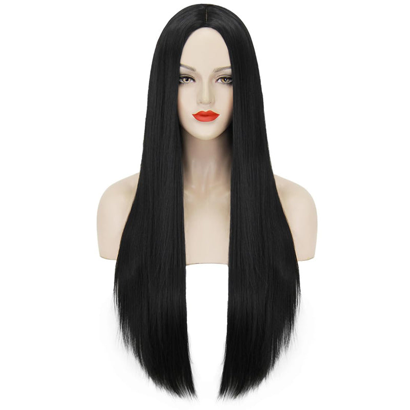 40Inch 100cm Long Women's Long Straight Black Wig Anime Costume Party Wig