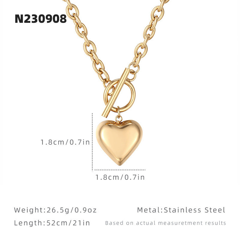 Simple OT-clasp Heart Pendant Necklace