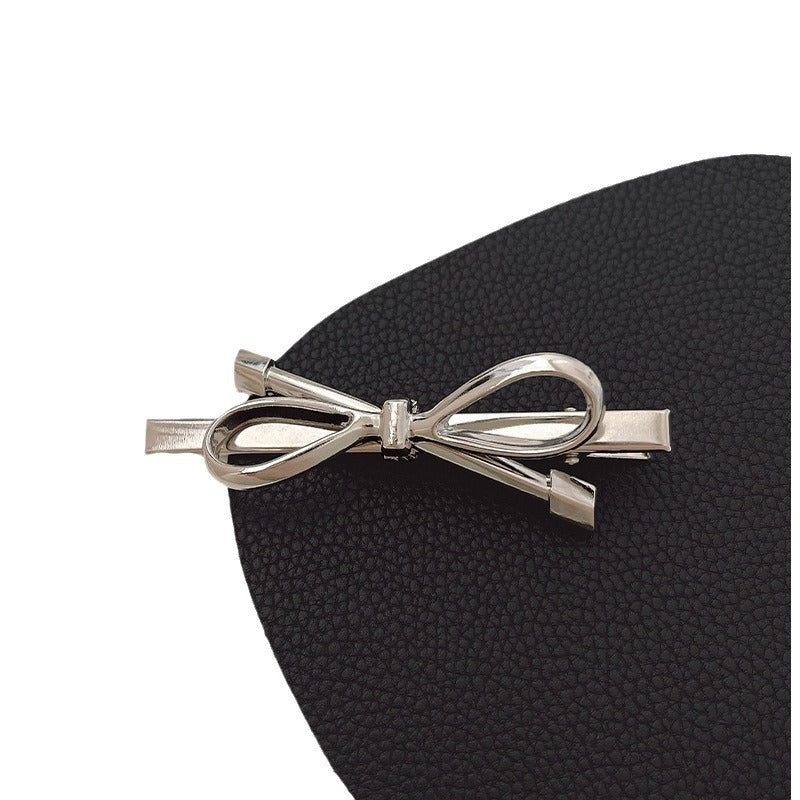 Ins Cold Style Silver Bow Barrettes Women
