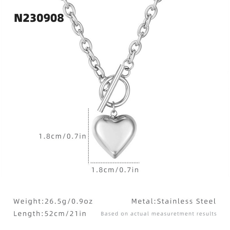 Simple OT-clasp Heart Pendant Necklace